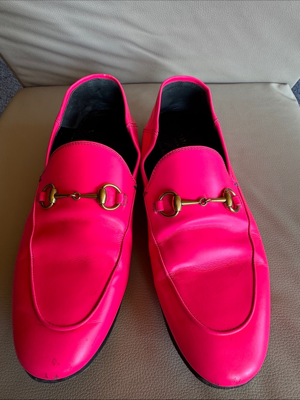 Gucci Women's Hot Pink Leather Horsebit Loafers